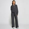 thumbnail image 2 of Women’s Two Piece Lounge Set Long Sleeve Half Zip Pullover Sweatshirt and Wide Leg Drawstring Pants Comfortable Outfit, 2 of 2