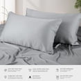 thumbnail image 3 of ClevaHome 3-Piece Twin Bamboo Bed Sheet Set, 100% Organic Cooling Fabric, 16" Deep Pocket, Silver, 3 of 11