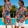 thumbnail image 4 of Jeiento Tropical Floral Matching Outfits for Couples Mens Shirts Casual Dresses for Women Maxi Dresses Husband Wife Matching Outfits Mens Button Up Beach Shirt, 4 of 6
