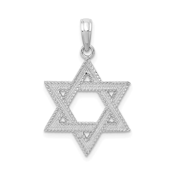 14k White Gold Star of David Pendant Necklace for Men and Women, Textured Jewish Symbol Jewelry, Religious Faith Accessory, Unisex Hebrew Spiritual Emblem