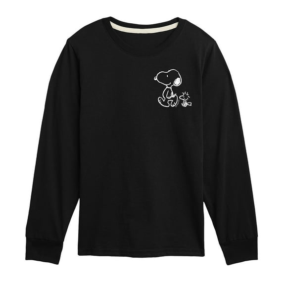Peanuts - Snoopy Woodstock Walk White Ink - Youth Long Sleeve Graphic T-Shirt
