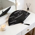thumbnail image 6 of EDhome Portable Silk Cloth Folding Fan, Sturdy Bamboo Frame Antique Style Fan with Tassel, Unique Gifts Decorative Hand Fan for Stage Wedding Home Use, D, 6 of 6