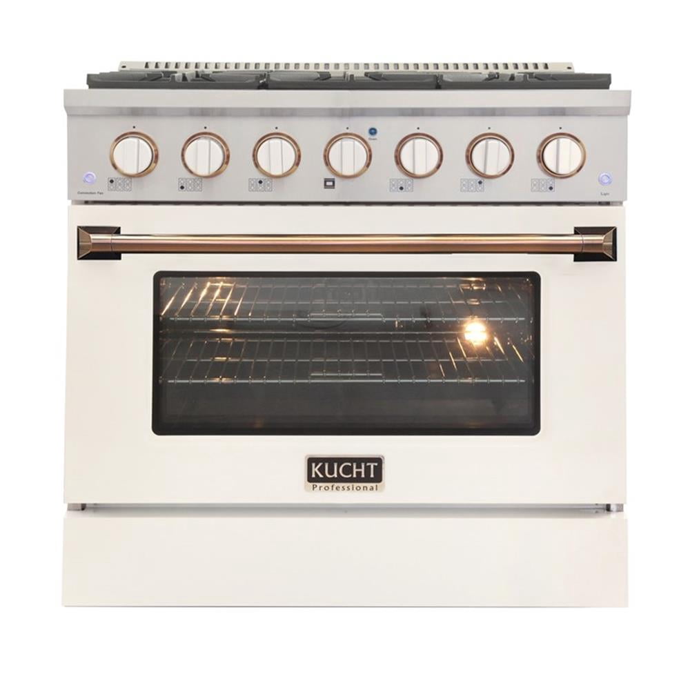 Pemberly Row 36" 5.2 cu. ft. Dual Fuel Range Natural Gas in White & Gold Accents