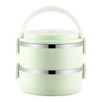 YIKA Tupperware Container Portable Lunch Box Circular Fresh-keeping Box Stainless Steel Insulated Student Office Worker Lunch Box Bento Boxes Kitchen Storage Green