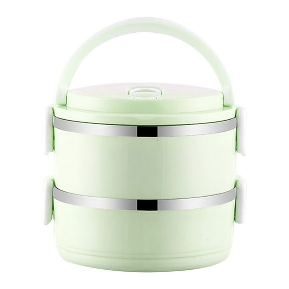 YIKA Tupperware Container Portable Lunch Box Circular Fresh-keeping Box Stainless Steel Insulated Student Office Worker Lunch Box Bento Boxes Kitchen Storage Green