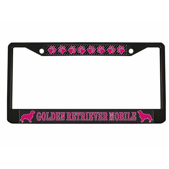 Golden Retriever Mobile Style Dog Metal License Plate Frame Personalized/Car Accessories Car Tag Holder Cover Carbon (Black/Carbon/Dark Pink)