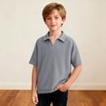 thumbnail image 5 of ITSAME T-Shirts for Boys, Breathable Comfort Short Sleeve Lapel Summer Casual Loose Tops Gray Size 4, 5 of 7