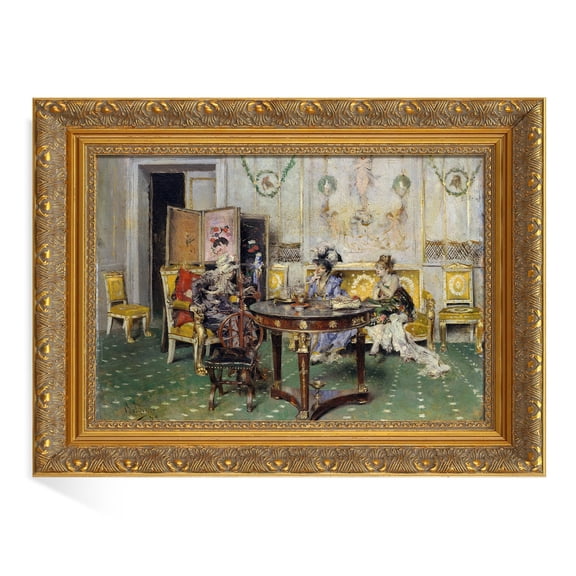 Vintage frame for 36x48" stretched canvas art, DIY gold antique frames, ornate frame lines 2.4" (6.096cm) width, perfect for 91.44 * 121.92 cm artwork/oil painting/print (no glass & backboard)
