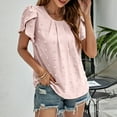 thumbnail image 4 of IROINNID Womens Fashion Short Sleeves Round Neck Solid Color Loose Tops Blouse Knitted Sweater Spring Saving Sale, 4 of 9