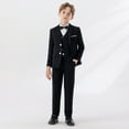 thumbnail image 6 of 5 PCS Boys' Formal Dresswear Suits Set Gentlemen Wedding Ring Bearer Outfits Blazer Dress Shirts Pants Vest Bowtie 2 Years, Black, 6 of 7
