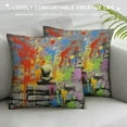 thumbnail image 3 of COMIO  Street Graffiti Art Throw Pillow Covers Decorative Square Cushion Case Modern Farmhouse Pillowcase for Couch Sofa Bed Car Living Room Home Decor, 3 of 5
