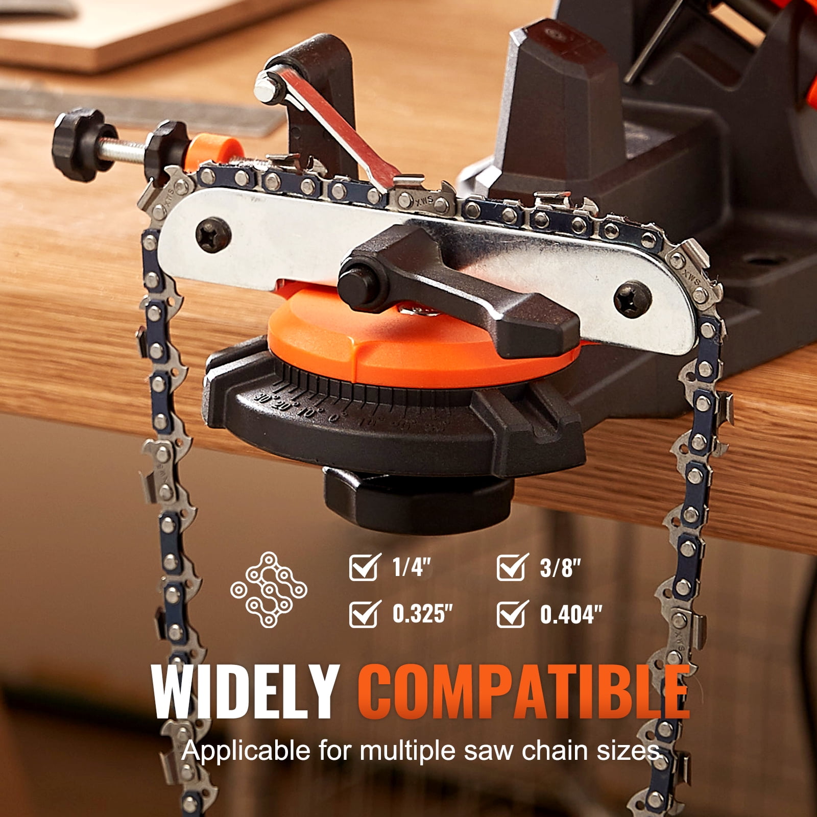 SKYSHALO Electric Chainsaw Sharpener Chain Saw Grinder 5700RPM, Professional Bench Chainsaw Sharpener Grinder Wall or Vise Mount Tool with 3 Grinding Wheels Fit 0.25" to 0.404" Pitch Chains