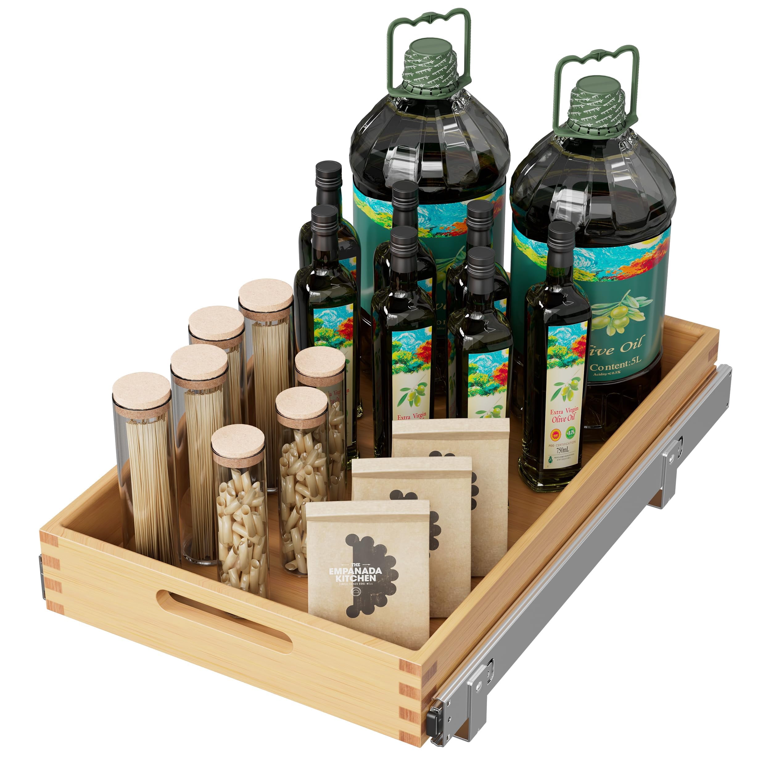 STORKING Heavy-Duty Pull-Out Cabinet Organizer, 21"W x 21"D Slide-Out Wood Drawer, 100 lb Capacity for Kitchen/Pantry Base Cabinets