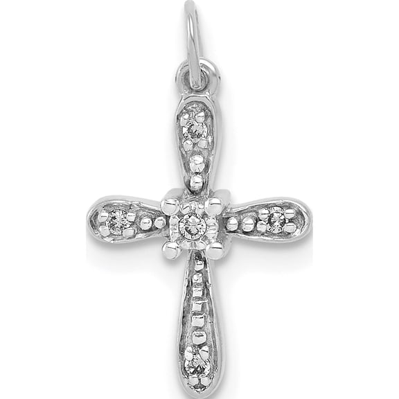 10K White Gold .03Ct. Diamond Cross Charm - Jbsp