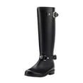 thumbnail image 2 of Mepaouo Women's Knee High Boots Low Block Heel Riding Boots Biker Motorcycle Buckle Boots(Black,6.5), 2 of 9