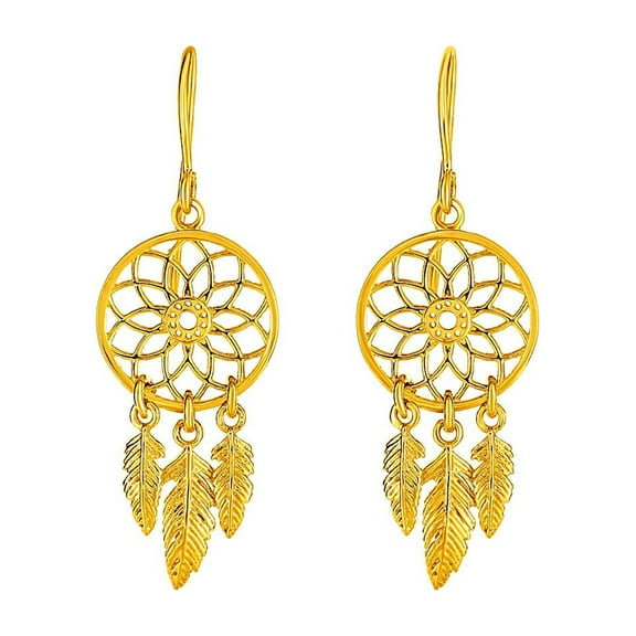 Dream Catcher Earrings in 14k Yellow Gold