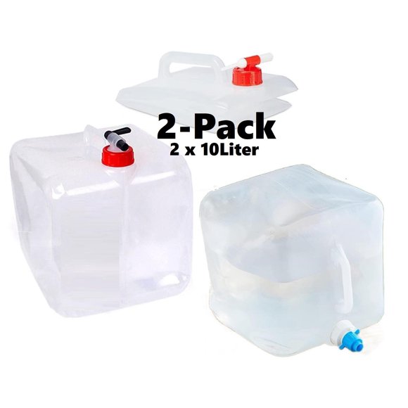 2-PACK 10L Portable Collapsible Water Can with Faucet