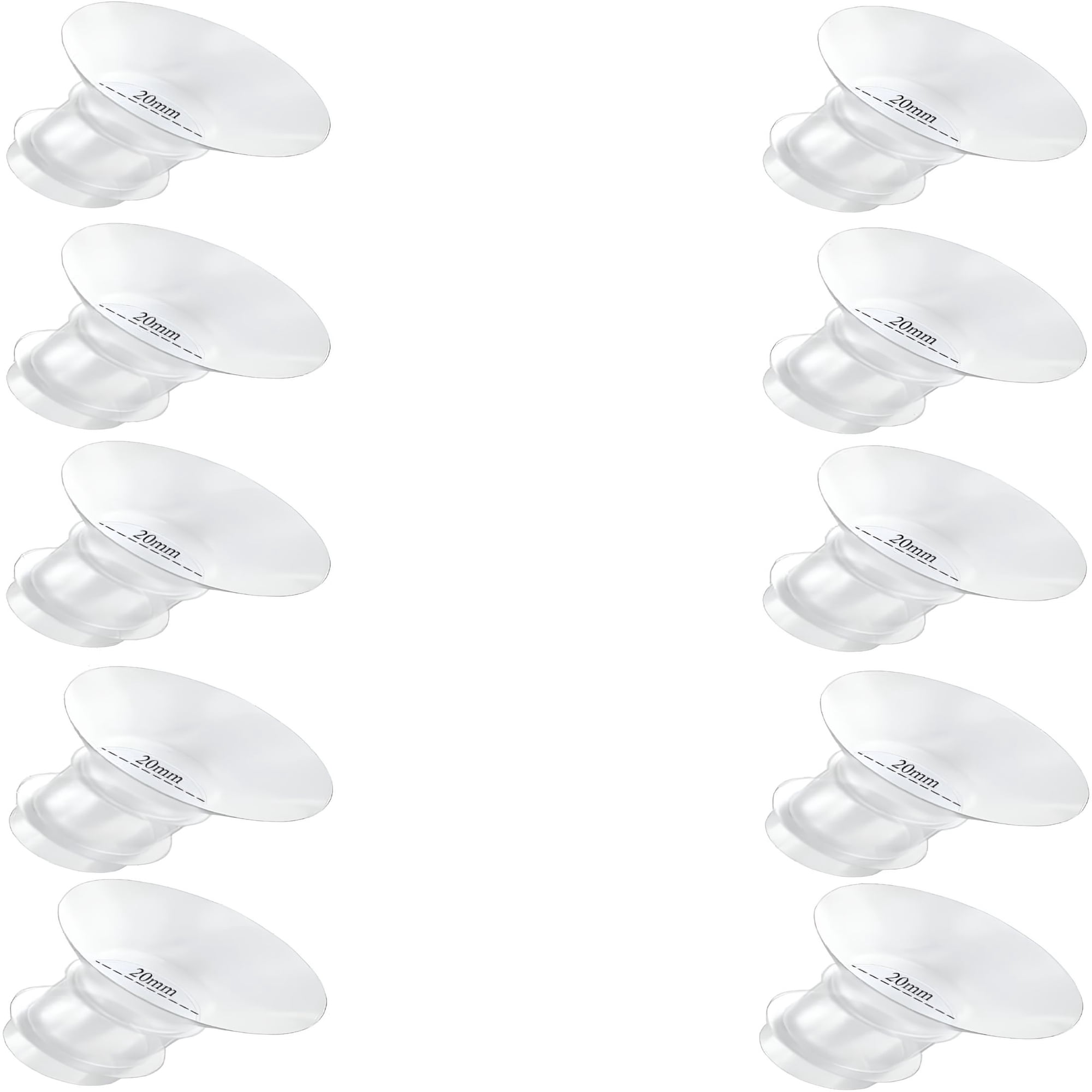 XIRQI 20mm Flange Inserts for 24mm Shields, Breast Pump Size Reducer for Wearable Pumps, Soft Silicone Nipple Tunnel Adapter for Comfortable Fit, 10 Pack