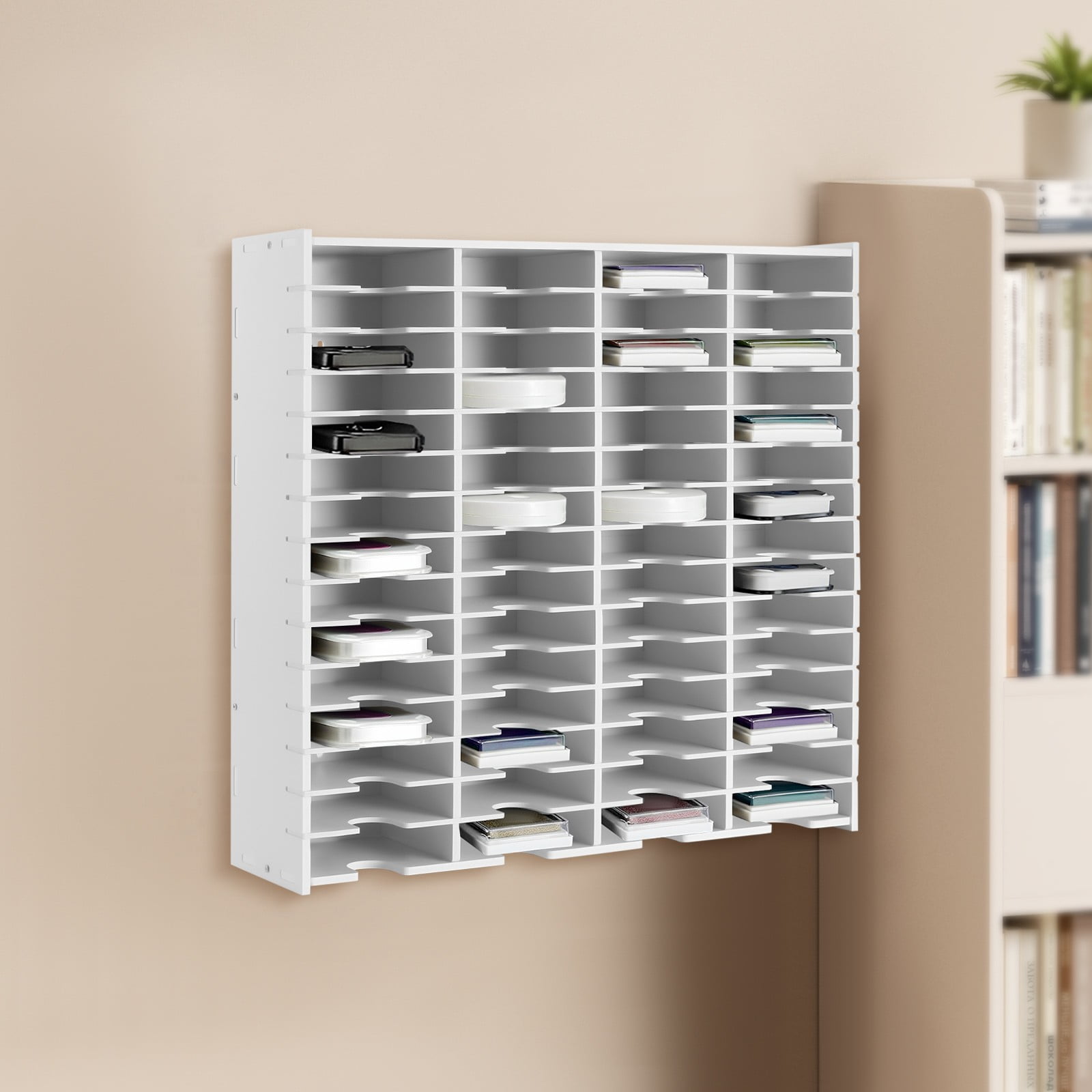 60-Slot PVC Sheet Storage Holder Stamp Pad Organizer Ink Pad Storage Rack White