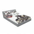 thumbnail image 3 of Motorcycle Bedding Set with Sheet & Covers, Chopper Customized Club Insignia Bikes Hippie Classic Retro Themed Print, Printed Bedroom Decor 2 Shams, 4 Sizes, Black Beige, by Ambesonne, 3 of 3