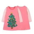 thumbnail image 5 of Esaierr Kids Baby Girls Cotton Casual Dress 2-7Y Cartoon Christmas Tree Princess Dress Fall Long-Sleeved Pullover Bottom Dresses, 5 of 6