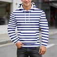 thumbnail image 2 of Striped Knit Hoodie Warm Casual Long Sleeve Sweatshirt Cozy Pullover Top for Everyday Wear Blue S, 2 of 4
