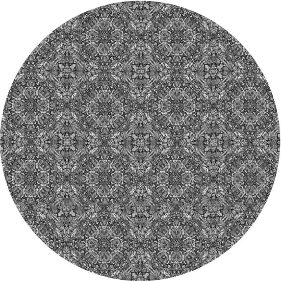 Ahgly Company Indoor Round Patterned Dark Gray Area Rugs, 8' Round