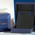 thumbnail image 5 of Gem Stone King 14K White Gold Blue Created Sapphire Double Notch Stud Earrings for Women Men | 4.60 Cttw | Gemstone September Birthstone | Oval 9X7MM, 5 of 6