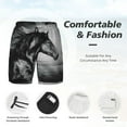 thumbnail image 4 of Kdxio Running Horse Black And White Print Men'S Swim Trunks With Compression Liner 7 Inch Inseam Quick Dry Swim Shorts, 4 of 7
