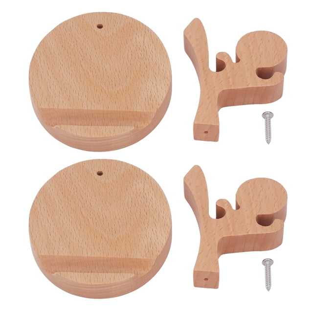 Juego de 2 soportes para teléfono móvil de madera de haya, bonitos soportes de escritorio para smartphones, para mesa de cocina y oficina.