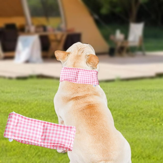 Pañuelo para el cuello para perros, tela cómoda, fácil de usar, suave, para mascotas, disfraz para caminar al aire libre, pescar, acampar Rosa y L