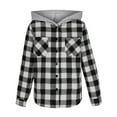thumbnail image 4 of Boys Plaid Shirts Jacket Button Down Long Sleeve Hooded Shacket Lightweight Fall Winter Coat Fashion Clothes, 4 of 5