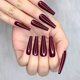 thumbnail image 3 of 24pcs Wine Red Pure Color Ballerina Long Coffin Glossy Fake Nails Press on Nail False Tips Manicure for Women and Girls, 3 of 4
