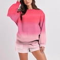 thumbnail image 2 of successthop 2 Piece Lounge Set Women Fleece Long Sleeve Crewneck Sweatshirt and Shorts with Pockets Print Streetwear, 2 of 6