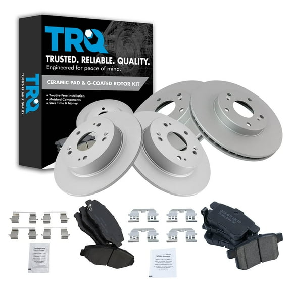 TRQ Front and Rear Brake Pad & Rotor Kit Brake Pads Brake Rotor Ceramic Premium G-Coated Fits Select 2008-2017 Honda Accord