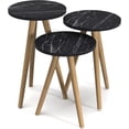thumbnail image 3 of Black Marble Nesting Coffee Tables 3 PCS,Round Side Table With Wooden Legs,Set of 3 Small Accent Table, Nightstand Modern End Table for Living Room Bedroom,Nesting Tables,Coffee Table Set, 3 of 6