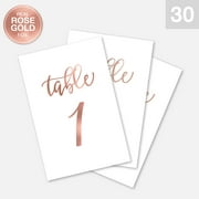Wedding Table Numbers Cards (1-30   Head Table) 4x6 Double Sided Modern Calligraphy Foil Design Best for Receptions, Banquets, Cafés, Restaurants & Parties