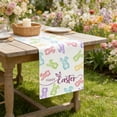 thumbnail image 4 of Dining Room Table Runner Easter Bunny Print 30x180cm Linen, Festive Holiday Decor for Large Dining Room Table, Coffee Bar and Mantel, Colorful Egg and Bunny Design for Spring, 4 of 6