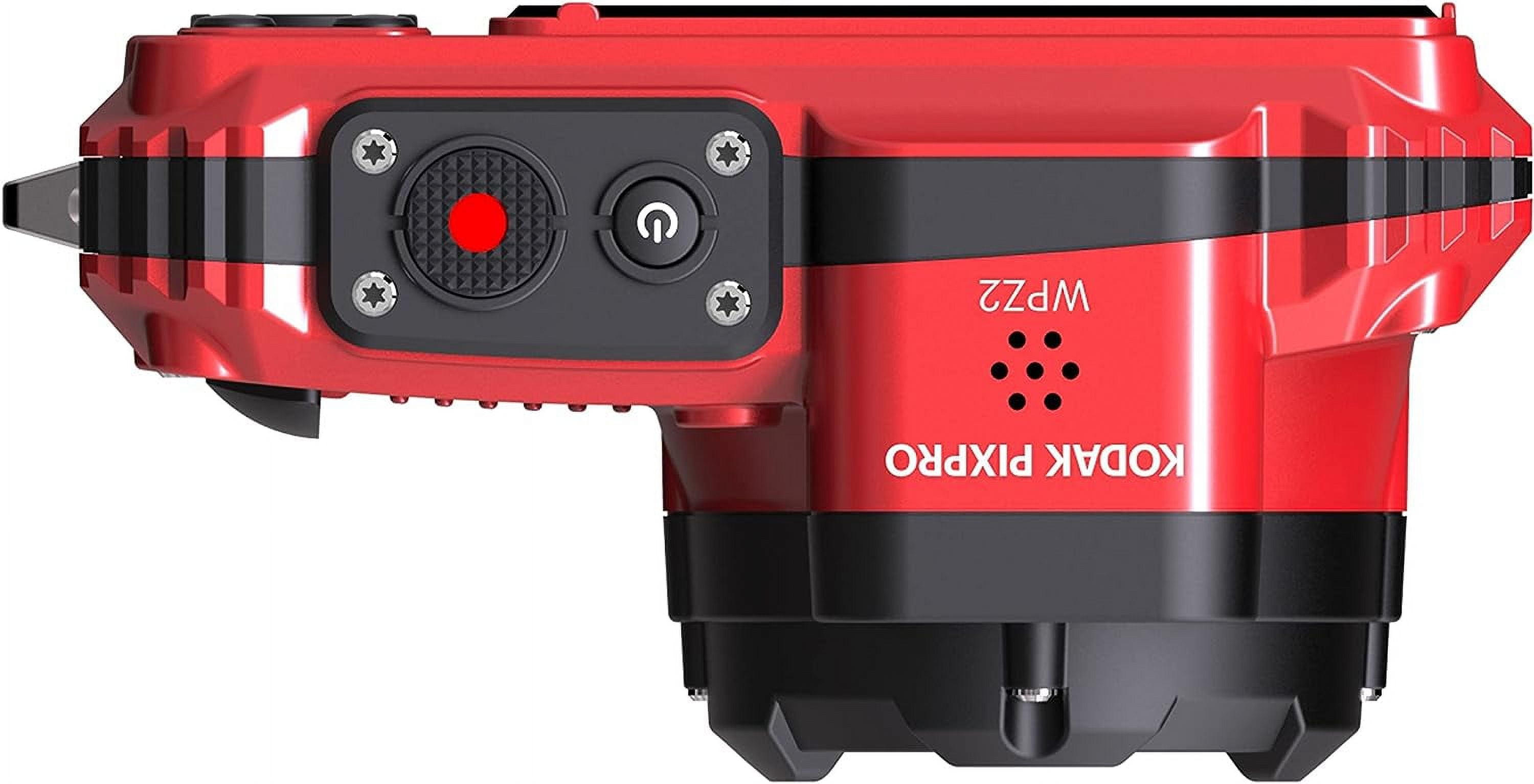 Kodak PIXPRO WPZ2 Digital Camera (Red) + Extra Battery + Flash - 32GB Kit