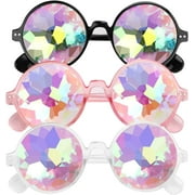 WIHE 3pcs Rainbow Kaleidoscope Sunglasses, Carnival Party Glasses, Rainbow Prism Glasses for Music Night, Holidays