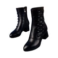 thumbnail image 2 of jsaierl Women's Zipper Booties Chunky Stacked Heel Ankle Boots Strap Ankle Low Heel Dress Shoes, 2 of 7