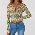 thumbnail image 6 of Women's Long Sleeve Henley Tops Ribbed Knit Slim Fitted Trendy Camo Printed T Shirt Basic Tees 2025 Fall Fashion Outfits, 6 of 7