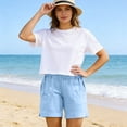 thumbnail image 4 of Guluxicc Women's Cotton Shorts with Pockets Elastic Waist Straight Leg Running Performance Short Trousers for Everyday Gym Workout, 4 of 8