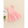 thumbnail image 3 of Bagilaanoe Toddler Baby Girl Summer Dress Ruffle Fly Sleeve A-line Princess Dresses 1T 2T 3T 4T 5T 6T Kid Patchwork Tulle Skirt, 3 of 9