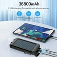 thumbnail image 3 of Solar Charger, 36800mAh Solar Power Bank, Waterproof External Backup Battery Power Pack with USB C Input/Output/LED Flashlights Compatible with iPhone, Samsung, iPad, Suitable for Outdoor, Camping, 3 of 9