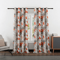 thumbnail image 3 of VOGOL Modern Orange Floral Pattern Print Unlined Thermal Insulated Window Curtain Drapes for Living Room Sliding Door, Grommet Top, 2 Panels, W52xL63 Inch, 3 of 7