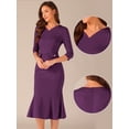 thumbnail image 2 of DARING DIVA 3/4 Sleeve Bodycon Fishtail Cocktail Dress M Purple, 2 of 6