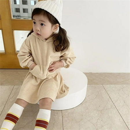

Hunpta Infant Baby Newborn Girls Autumn Solid Hooded Sweatshirt Tops Long Sleeve Skirts Hoodie Outfits Set
