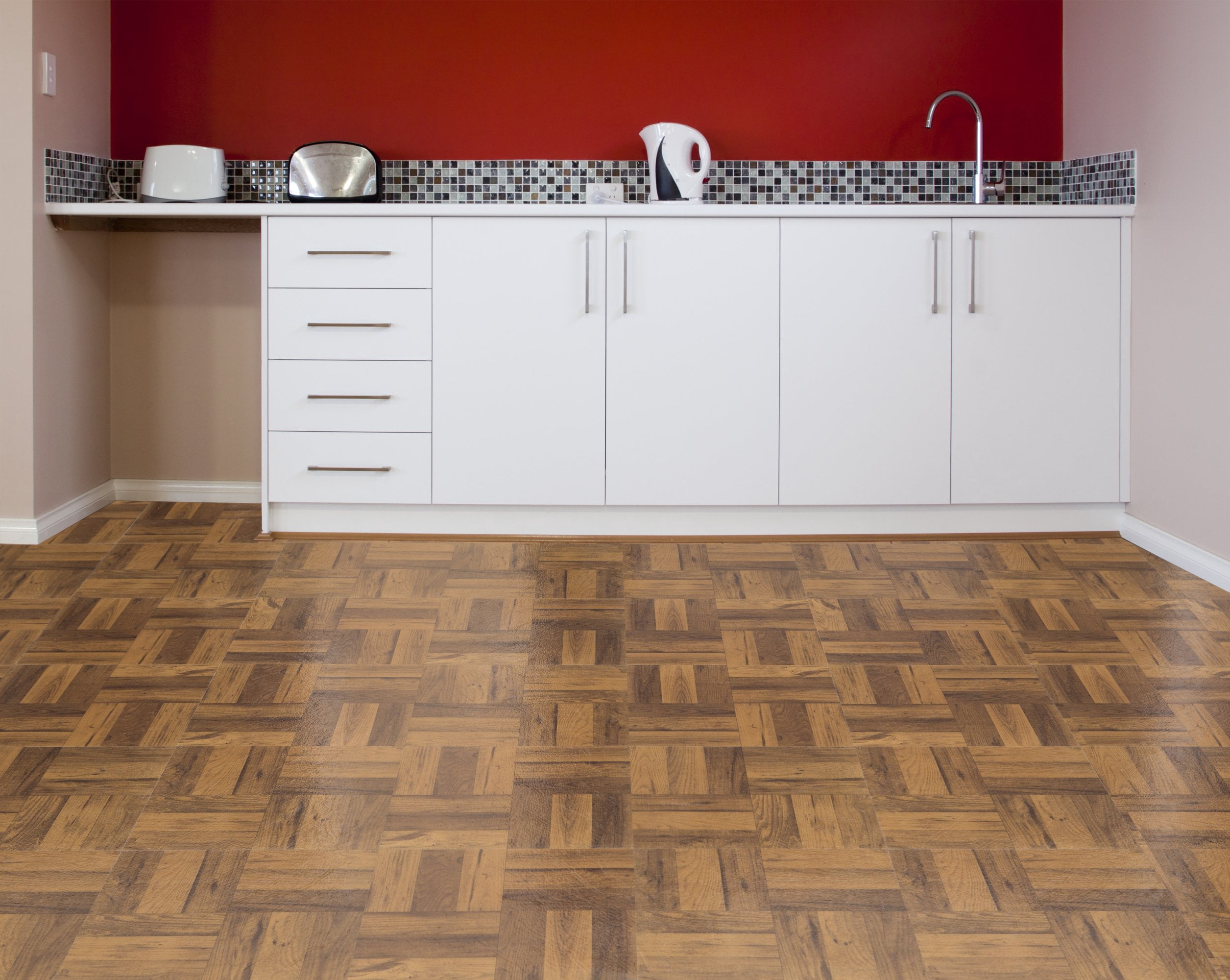 Nexus Self Adhesive 12-inch Vinyl Floor Tiles  20 - 12" X 3 Finger Medium Oak Parquet Pattern Peel & Stick Diy Flooring For Kitchen Dining Room Bedrooms Bathrooms By Home Decor