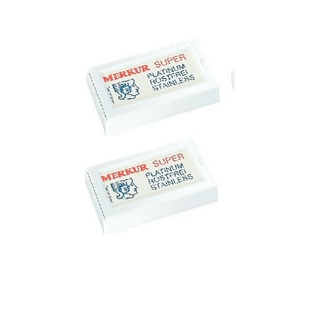 Merkur Double Edge Safety Razor Blades, 10 ct. (Pack of 2) + Schick Slim Twin ST for Dry